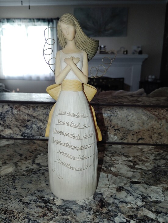 heart warmers Other - Cream and Yellow Angel Figurine with Inspirational Script - Home Accent